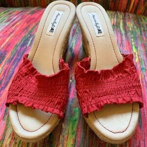 AE Outfitters Red Wedge Sandals